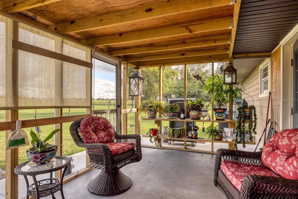 Screened in porch on guest house.