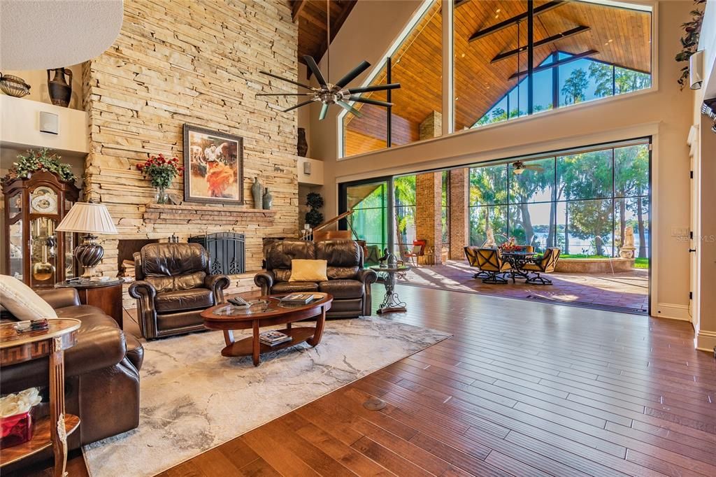 Great Room Overlooking Expansive Lanai and Lake