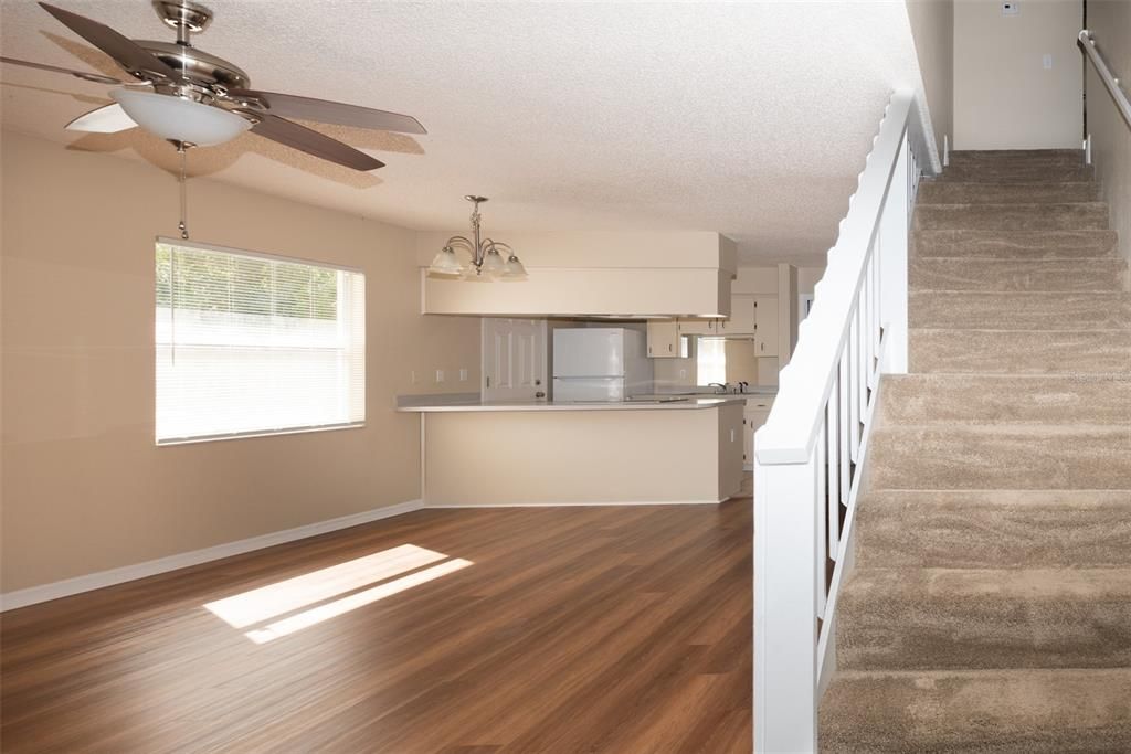 Stairs lead to 2 upstairs bedrooms