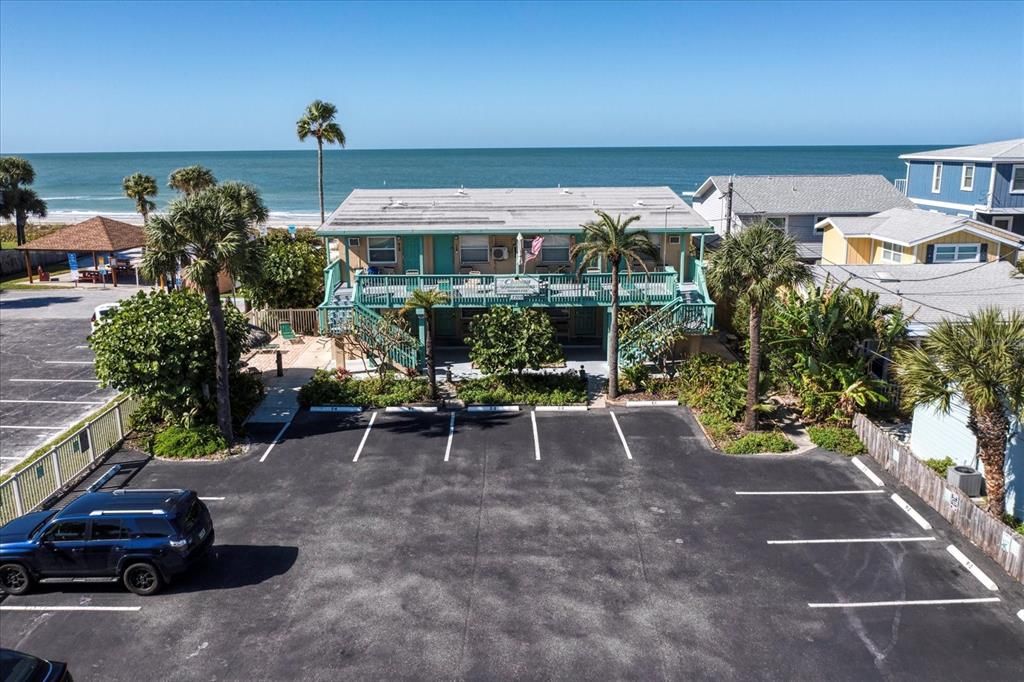 Small complex, this one bedroom condo has open views of beach and Gulf.