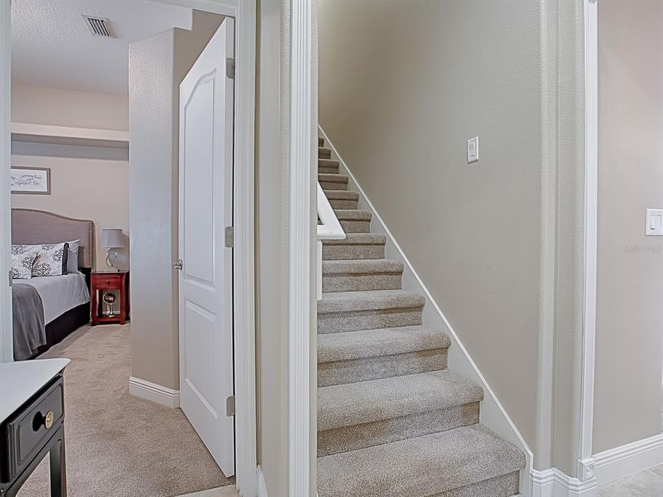 Stairs leading to bonus room.