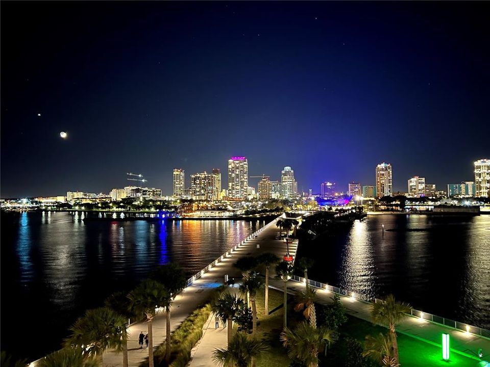 A view from the top of the ST Pete Pier at night.