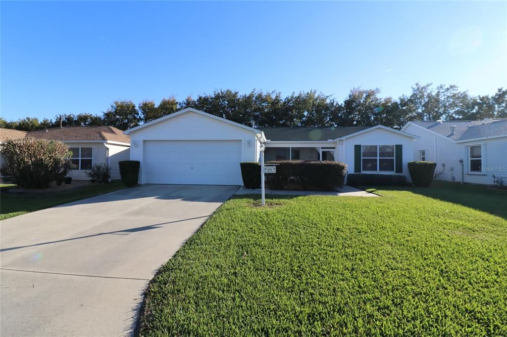 The beautiful Amarillo/Sunkiss faces North.  It has a 2 car garage and Bond is paid.  There was a new roof in 2017.