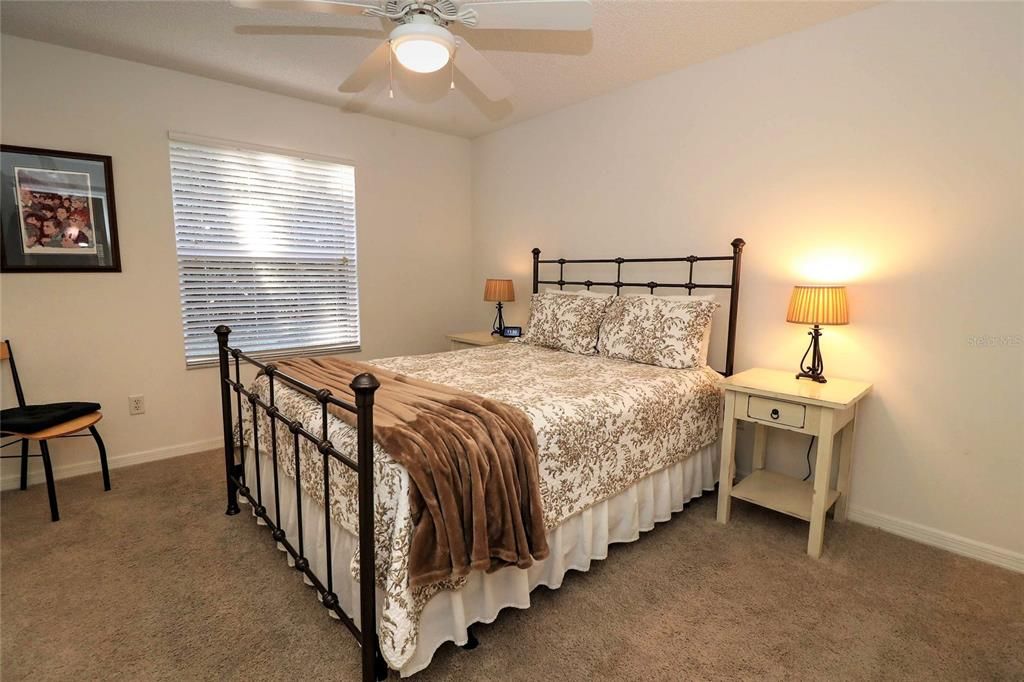 Complete Queen bed and mattress s stay.  Two night stands do not stay, nor the chair.