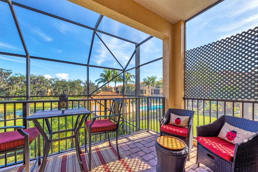 Enjoy entertaining on your big balcony double sliders leading to the great room.