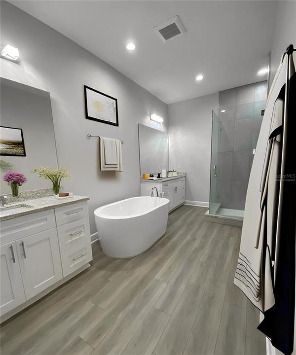 VIRTUALLY STAGED Owner's Bath.