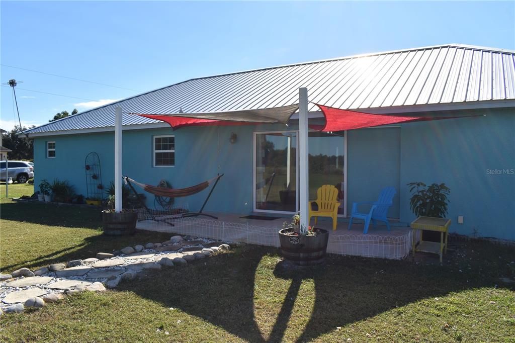 Canvas covered rear patio