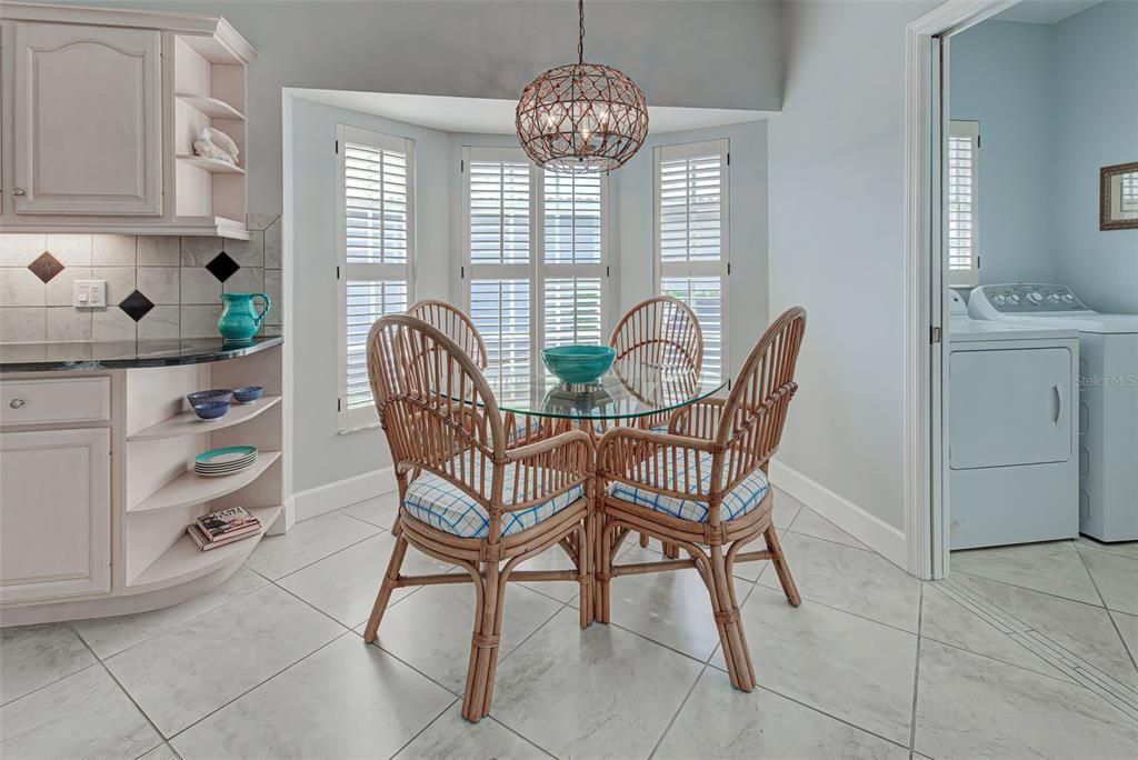 Cheerful breakfast nook is just right for a casual meal.