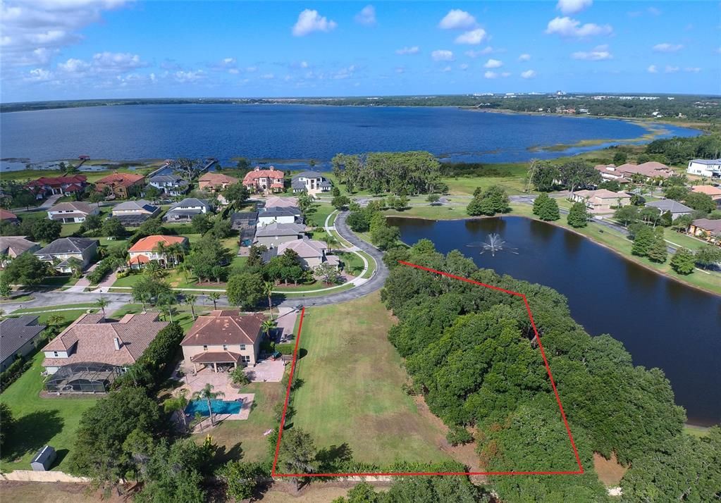 Build a 2 story home and have a view of Lake Hart. Water view on two sides of the home!