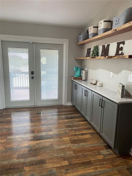 Coffee Bar and French doors to back patio