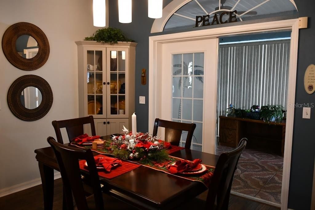 Open Concept Dining Area with french doors