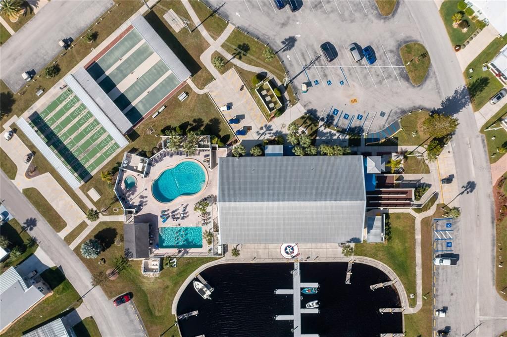 Aerial view of Community Center at Harbor Cove