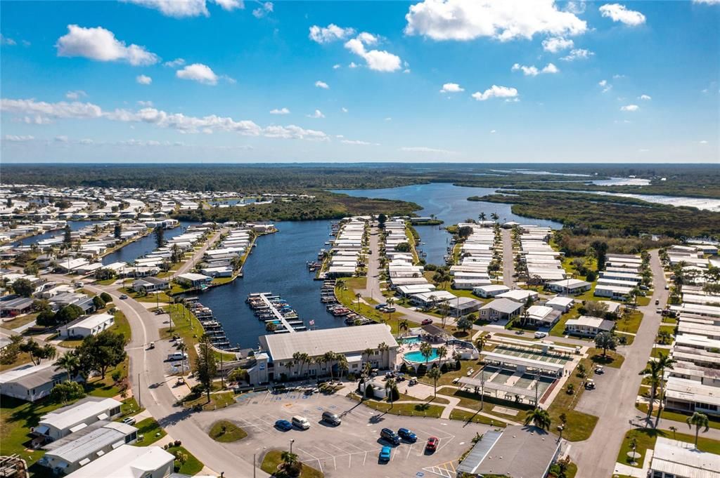 Aerial view of Harbor Cove going to Myakka River