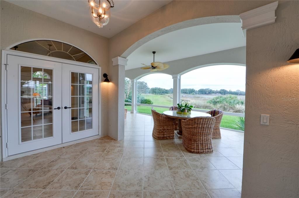 Florida Room with French Doors and Archways