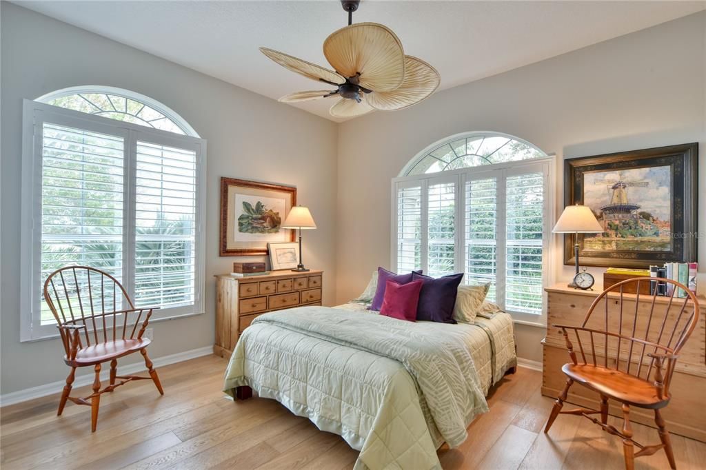 Light and Bright Guest Bedroom with Plantation Shutters