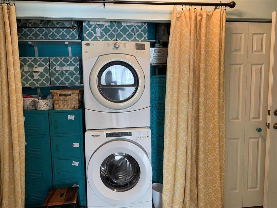 Inside washer dryer space.