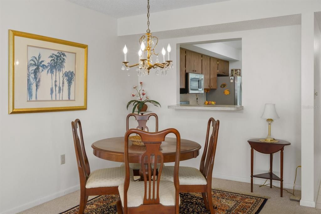 Dining Room, good view of the passthrough from the kitchen.  Great for easy entertaining