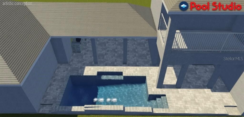 Middle yard pool rendering