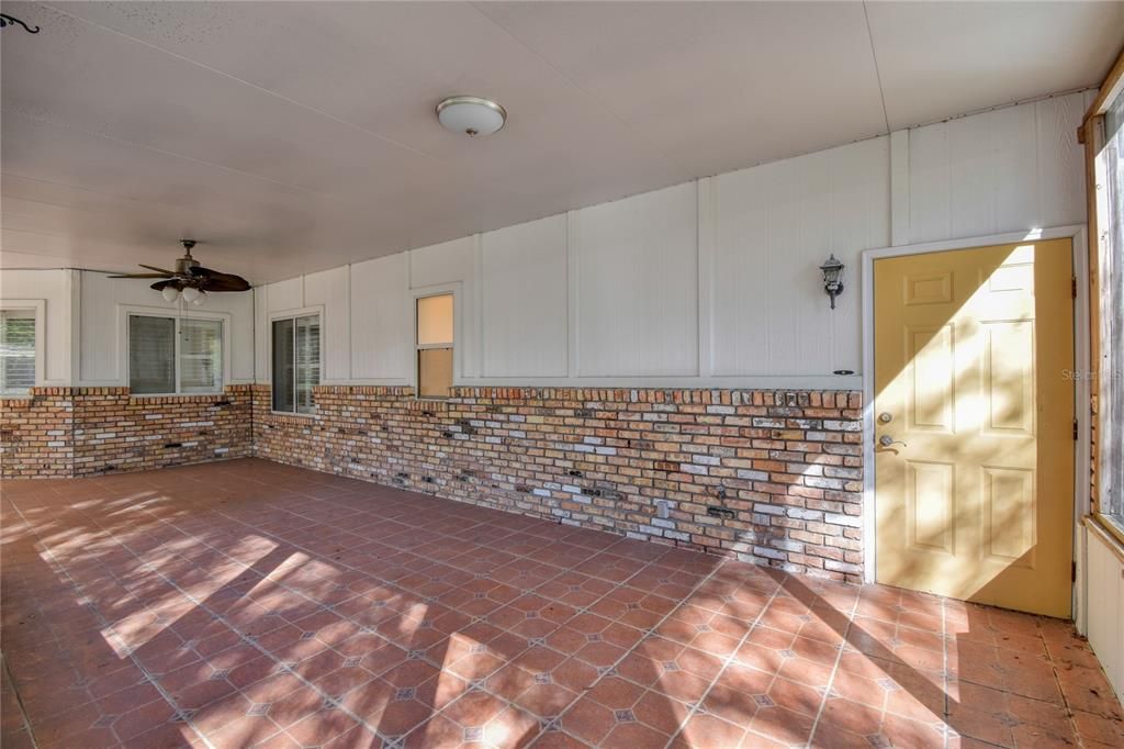 very large screened rear covered porch