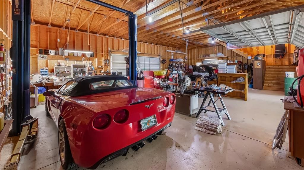 Inside 3 car garage