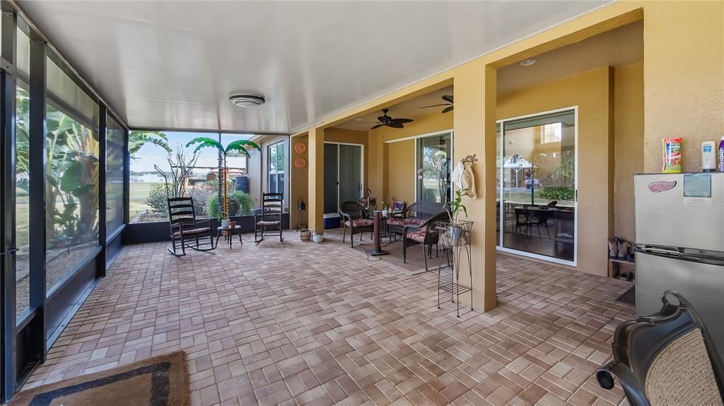 Back patio with sliders that completely open to bring the outdoors in.