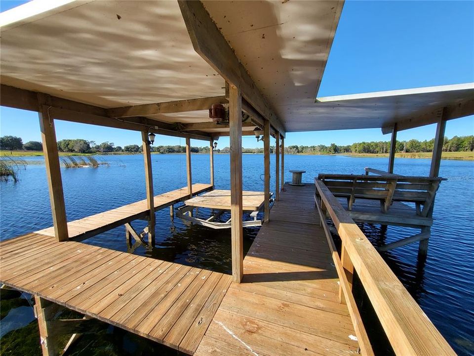 Boat House with Lift and Sitting Area