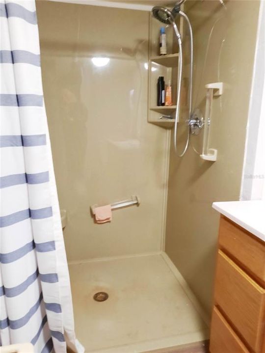 New Shower Unit with Built in Bench & Grab Bars