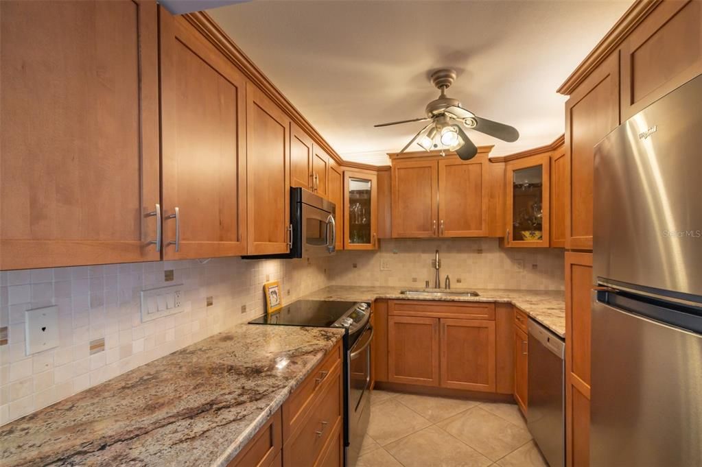 Solid wood cabinetry with granite counters