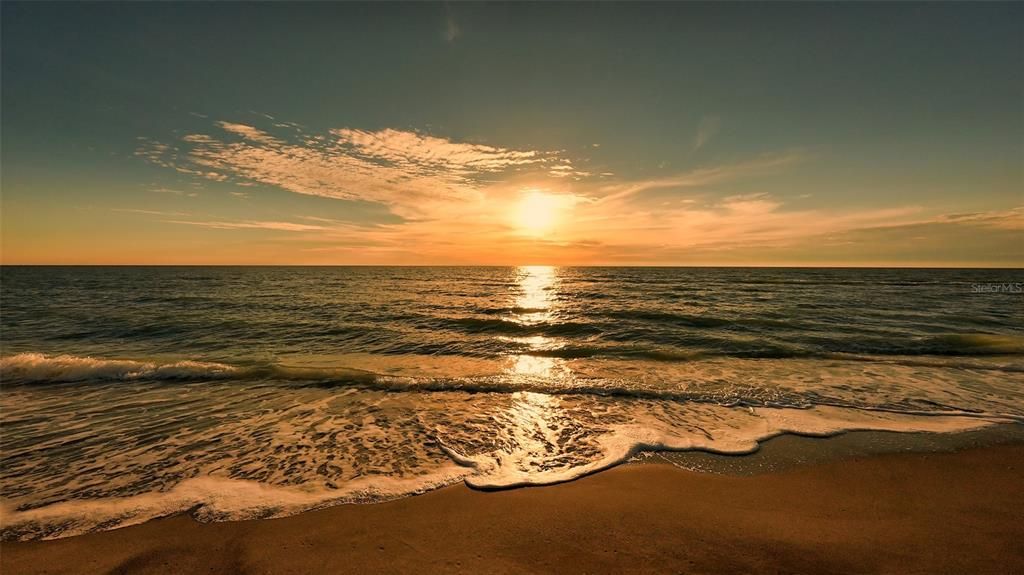 The Beach with the sun setting.