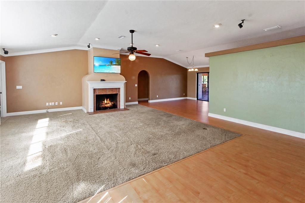 Spacious living room with open floor plan.