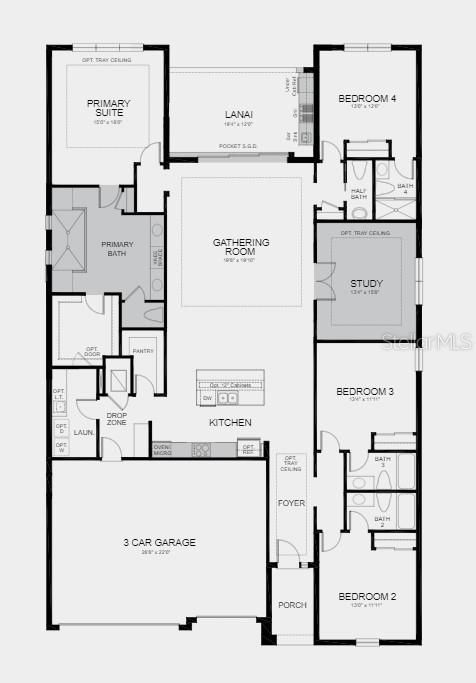 Structural options added at 2946 Crest Wave Drive include: pavers, tray ceiling, pocket slider, garage attic stairs, gourmet kitchen, 8' doors, study with glass French doors, deluxe owner's bath, floor outlet, laundry sink, outdoor kitchen, alternate laundry room, kitchen island knee wall cabinets, and exterior door owner's bedroom.