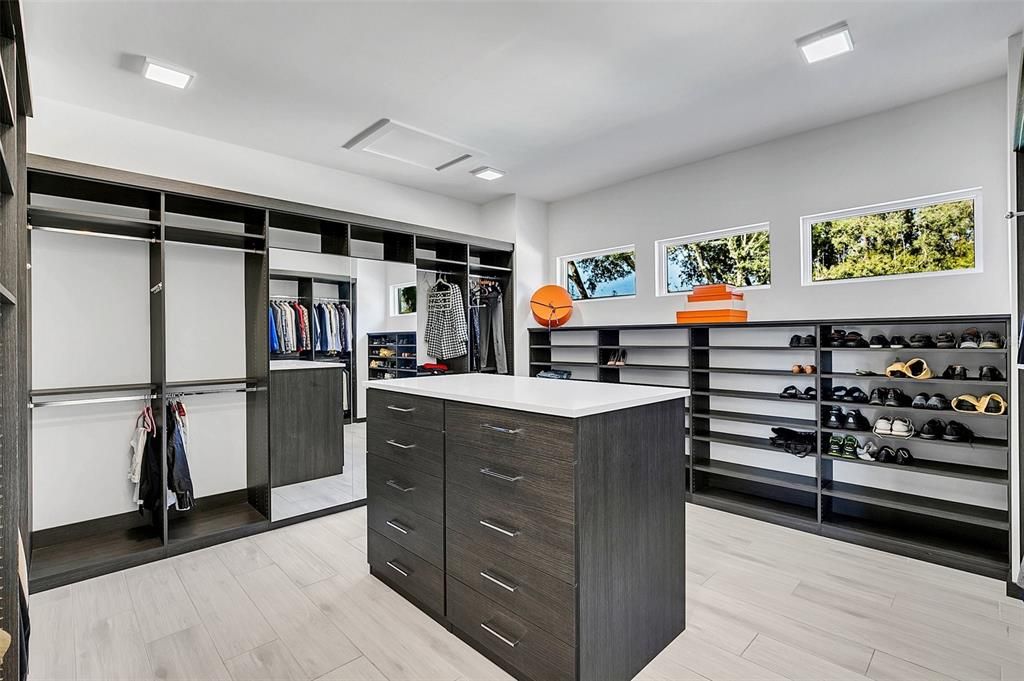 Master Closet with Island and Copious Built-Ins.