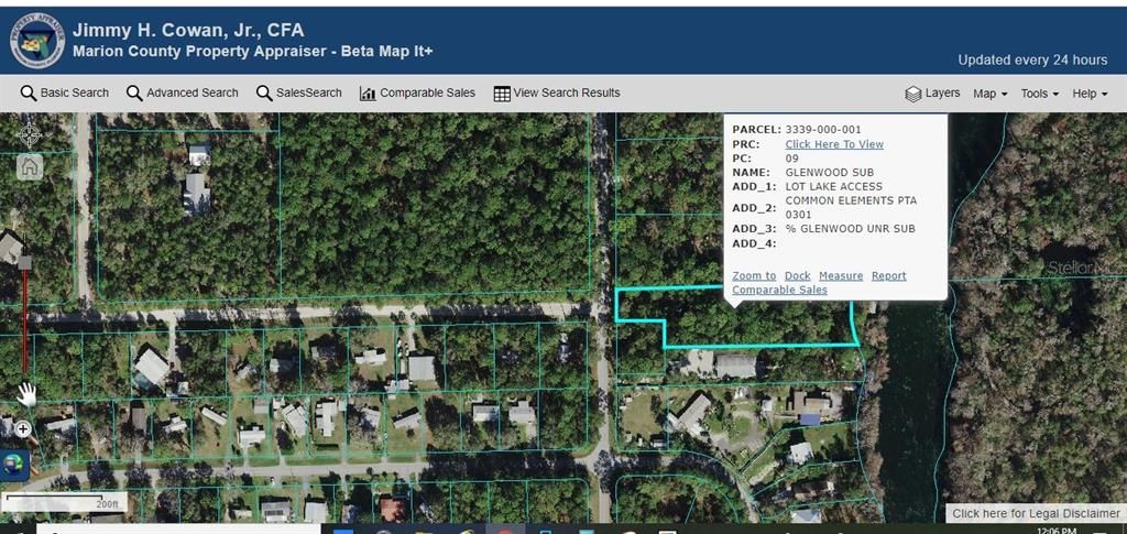 AERIAL OF DEEDED RIVER ACCESS PARK PROPERTY APPRAISER ID POPUP