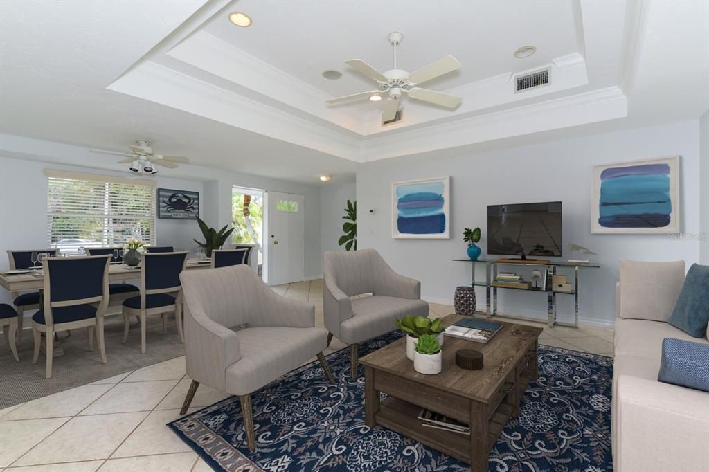 Staged Living Room & Dining Room