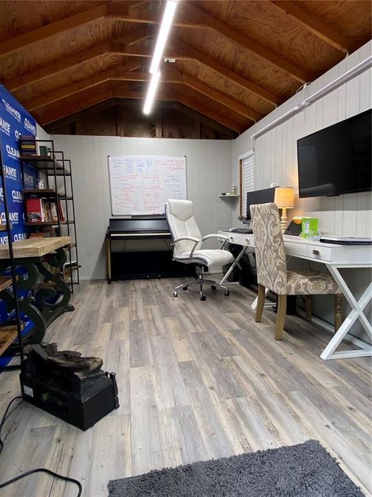 Interior of shed turned into an office