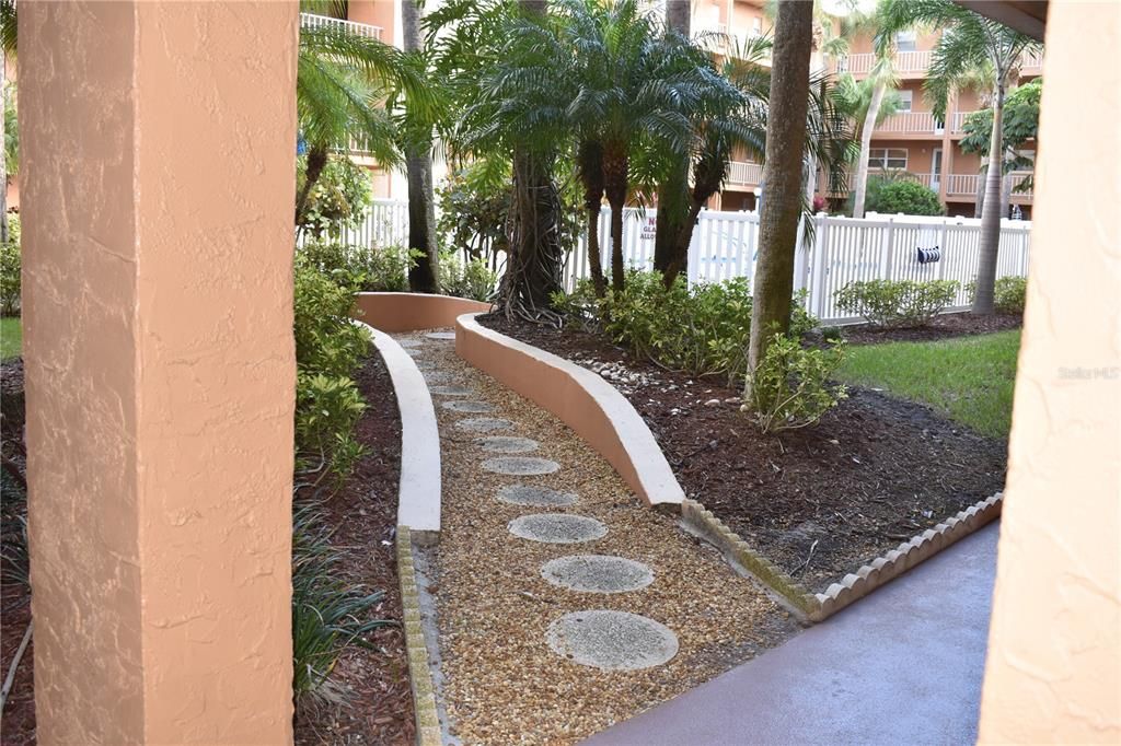 Pathway to pool area