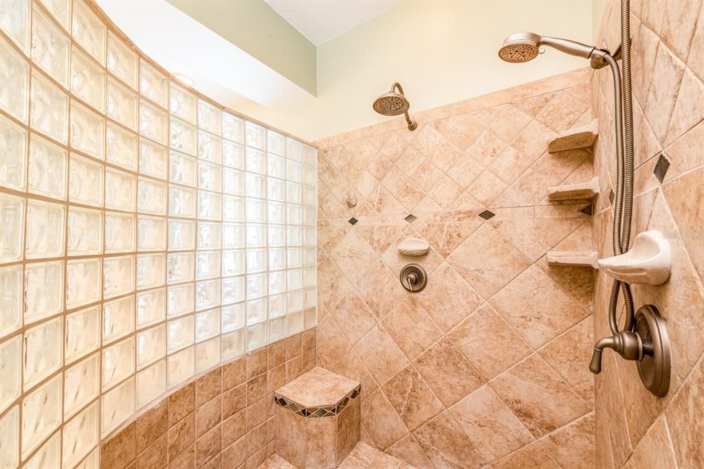 Large WALK-IN SHOWER with DUAL SHOWER HEADS!