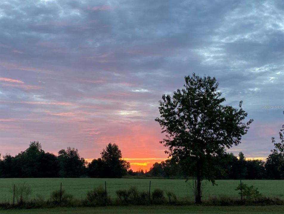 Sunset view of property from lane.