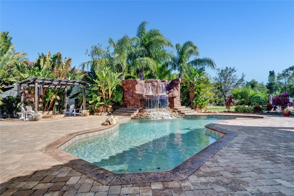 Pool with waterfall