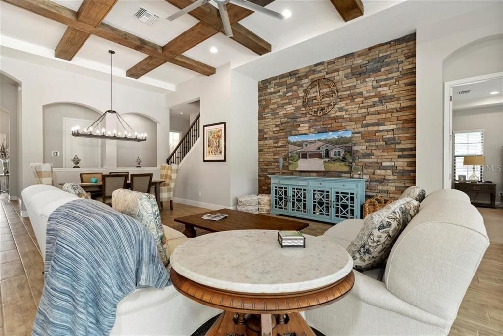 STONE ACCENT WALLS AND BEAMS