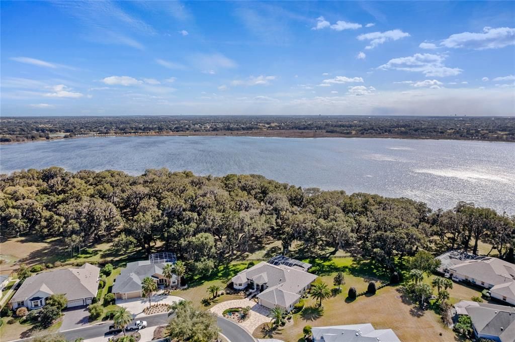 Aerial of the street & Lake Miona.