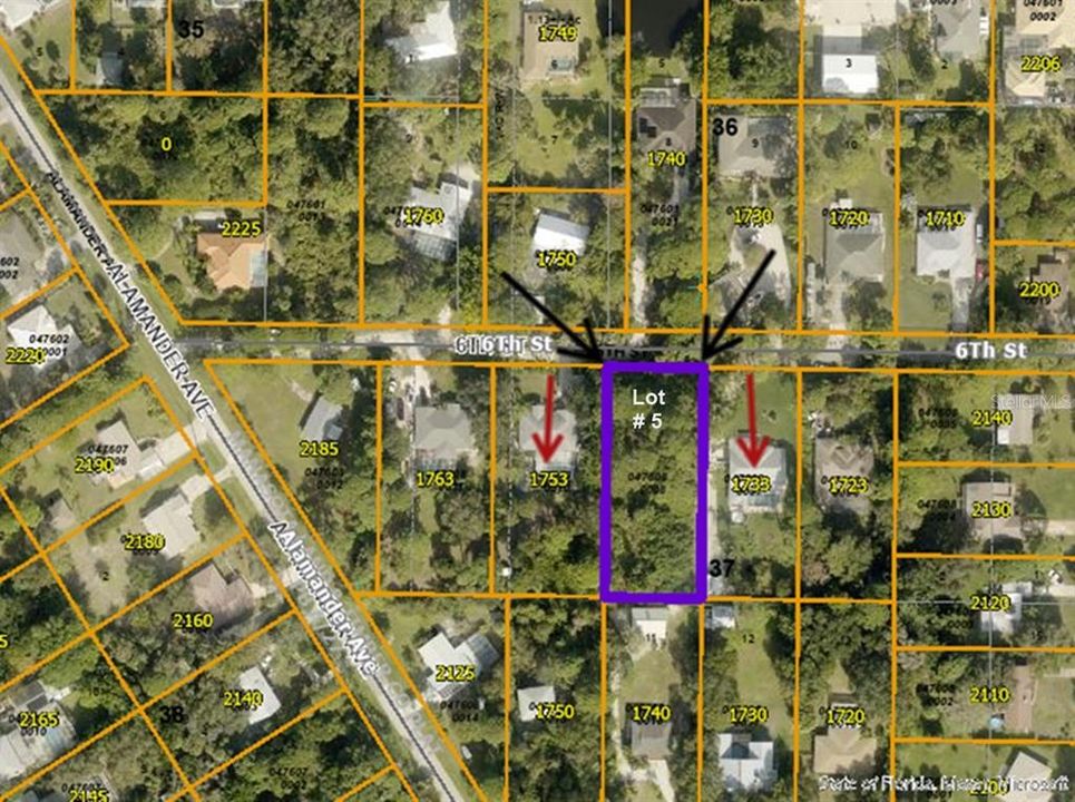 NOTE: Lot #5 is between 1733 6th St. on the Heasley Rd Side and 1753 6th St. on the Alamander Ave. Side.The brush has overgrown 6th Street in front of Lot #5 but there is a pathway in front of the lot you can walk from side to side.