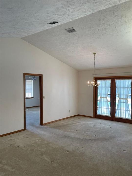 vaulted Ceilings in living dining area