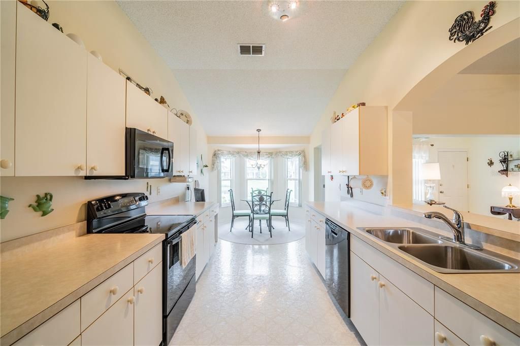 Kitchen with Dinette over looking the pond