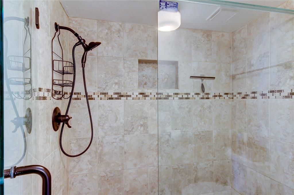 Upgraded shower in Master bathroom