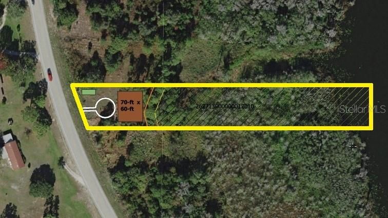Zoned for New Construction or a Mobile Home, You Can Easily Build on the High & Dry FRONT Portion of the Land Closer to the Main Road on the Suggested 70x60 Foot Building Footprint.