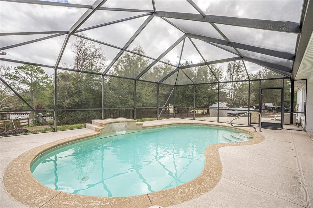 Sparkling pool with waterfall feature