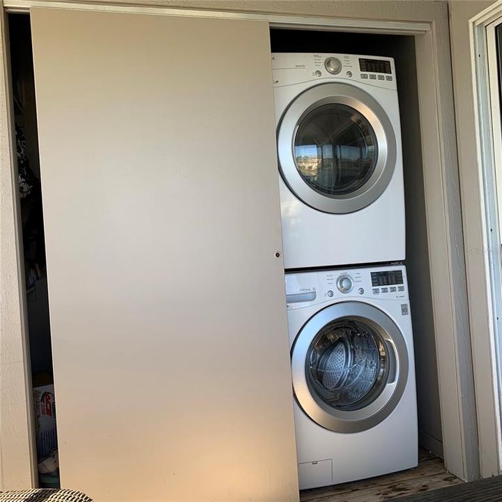 Stackable washer and dryer.