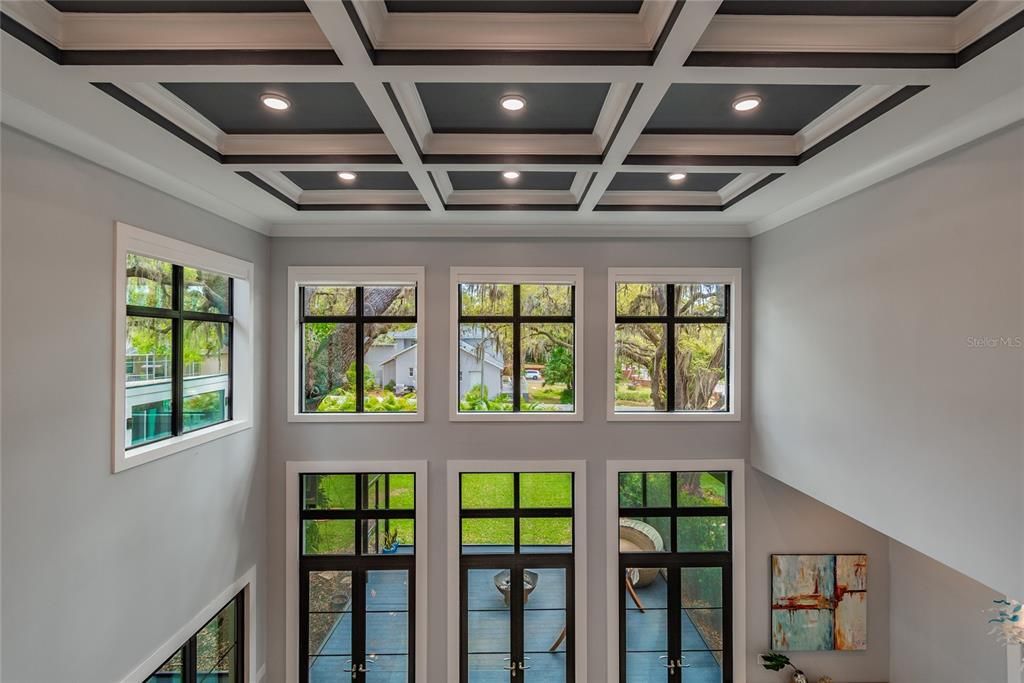 24' stunning coffered ceiling.