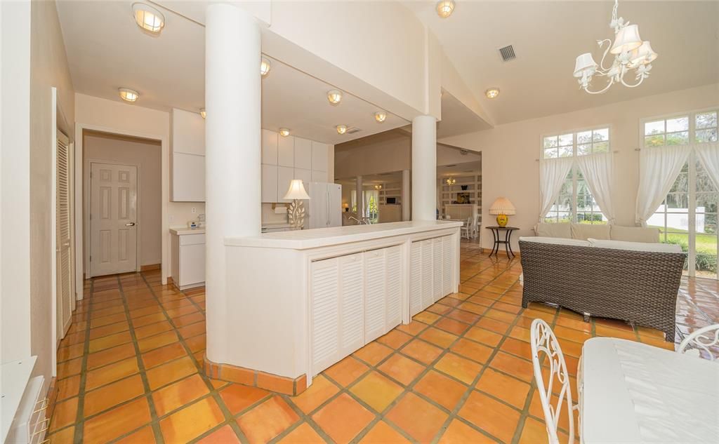 kitchen, opens to dining room and extra space